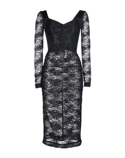 Shop Dolce & Gabbana Woman Midi Dress Black Size 4 Polyamide, Cotton, Elastane