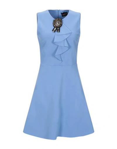 Shop Atos Lombardini Short Dresses In Sky Blue