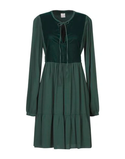 Shop Pinko Woman Short Dress Dark Green Size 8 Viscose, Polyester
