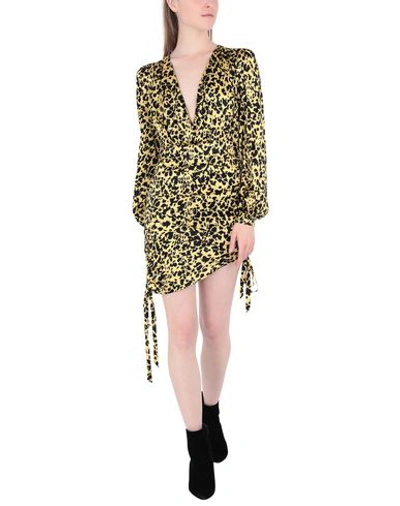 Shop Laneus Woman Mini Dress Yellow Size 6 Silk, Elastane