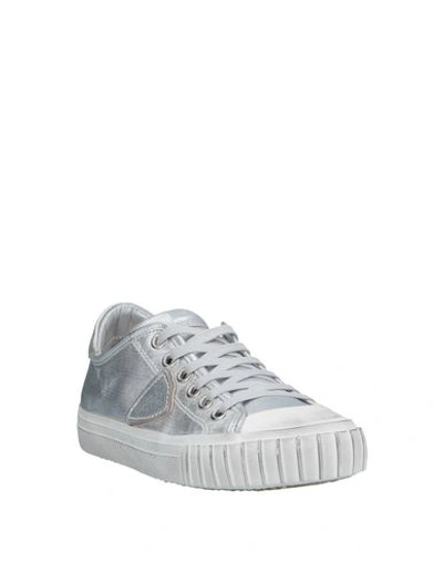 Shop Philippe Model Woman Sneakers Silver Size 6 Soft Leather