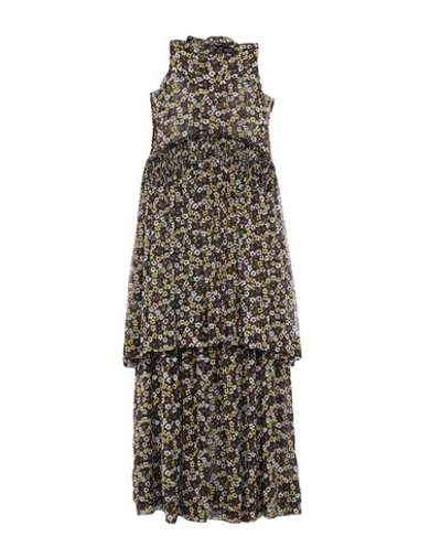 Shop Rochas Midi Dress In Dark Brown