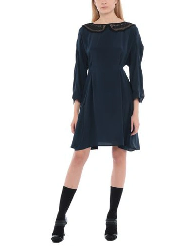 Shop Miu Miu Knee-length Dress In Dark Blue