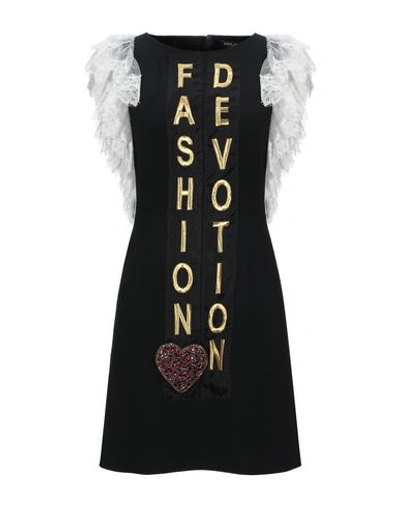Shop Dolce & Gabbana Woman Mini Dress Black Size 2 Viscose, Acetate, Polyamide, Cotton, Elastane