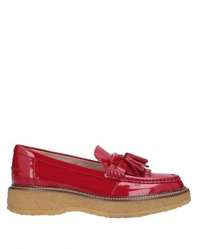 Shop Tod's Woman Loafers Red Size 7 Soft Leather