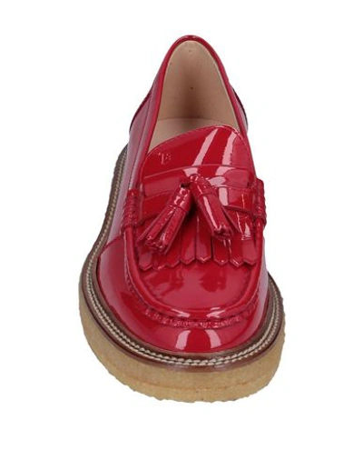 Shop Tod's Woman Loafers Red Size 7 Soft Leather