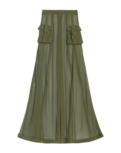 Shop Balmain Maxi Skirts In Military Green