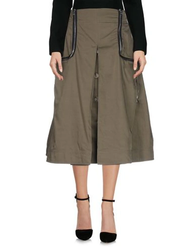 Shop Jw Anderson Woman Midi Skirt Military Green Size 6 Polyester