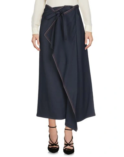 Shop Roland Mouret Midi Skirts In Dark Blue