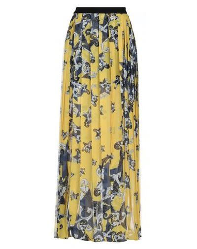 Shop Versace Maxi Skirts In Yellow