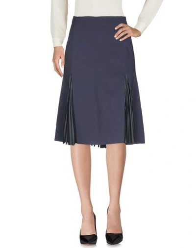 Shop Versace Midi Skirts In Dark Blue