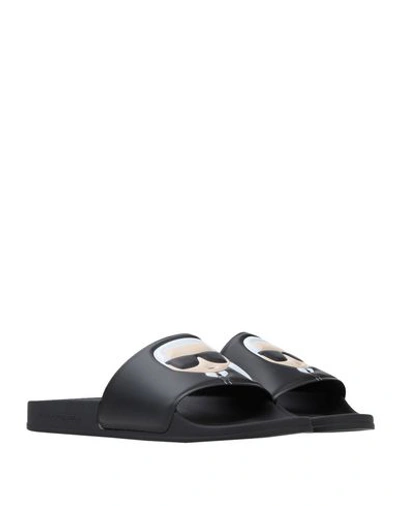 Shop Karl Lagerfeld Kondo Ii Ikonic Slide Woman Sandals Black Size 6 Polyester