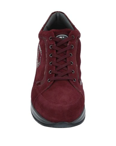 Shop Alberto Guardiani Woman Sneakers Burgundy Size 6 Soft Leather In Red