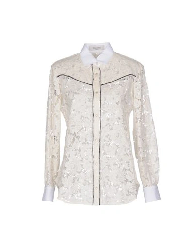 Shop Valentino Garavani Woman Shirt Ivory Size 10 Cotton, Viscose, Polyamide In White