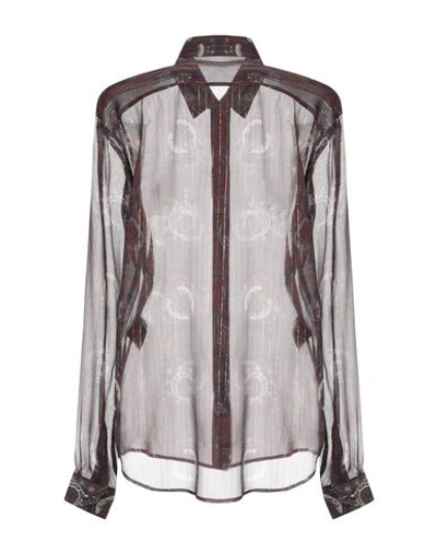 Shop Saint Laurent Woman Shirt Burgundy Size 8 Silk, Metal In Red