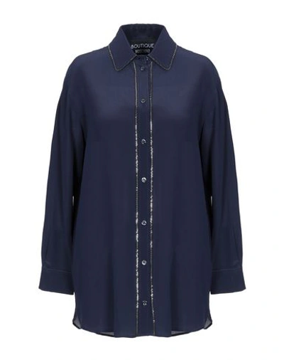 Shop Boutique Moschino Woman Shirt Midnight Blue Size 6 Silk