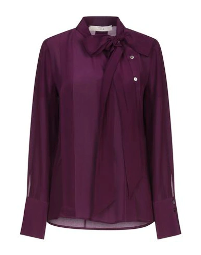 Shop Tela Shirts & Blouses With Bow In Garnet