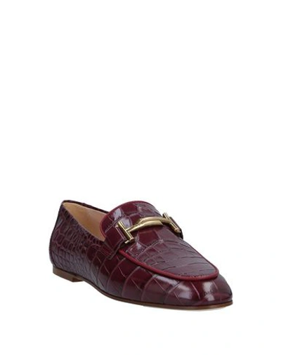 Shop Tod's Woman Loafers Garnet Size 6 Soft Leather In Red