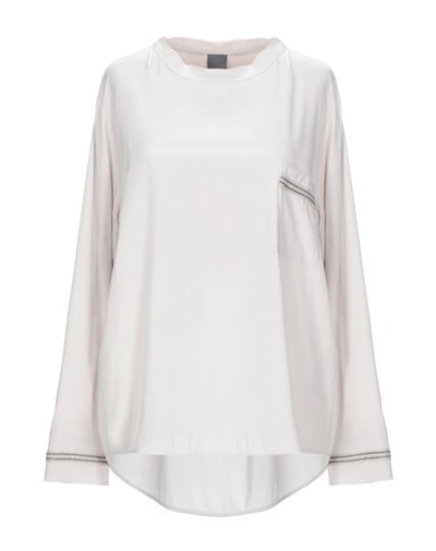 Shop Lorena Antoniazzi Woman Top Light Grey Size 10 Silk, Elastane, Virgin Wool, Cashmere, Nylon