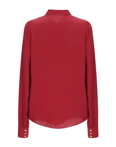 Shop Balmain Silk Shirts & Blouses In Brick Red