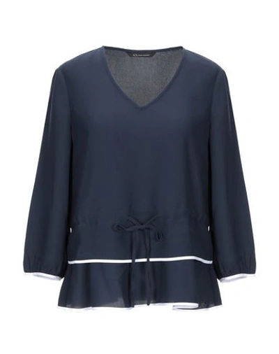 Shop Armani Exchange Woman Blouse Midnight Blue Size Xs Polyester