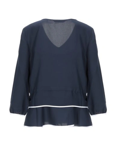 Shop Armani Exchange Woman Blouse Midnight Blue Size Xs Polyester