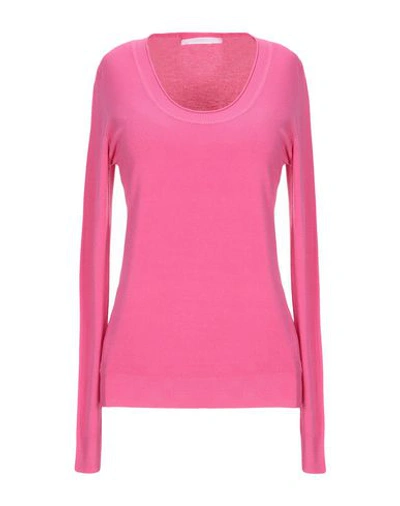 Shop Les Copains Woman Sweater Fuchsia Size L Viscose, Polyamide In Pink