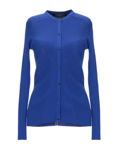 Shop Versace Cardigan In Bright Blue