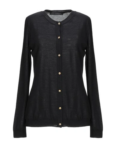 Shop Versace Cardigan In Black