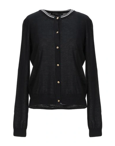 Shop Versace Cardigan In Black