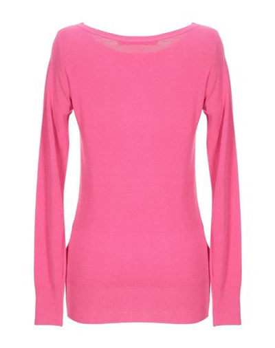 Shop Les Copains Woman Sweater Fuchsia Size M Viscose, Polyamide In Pink
