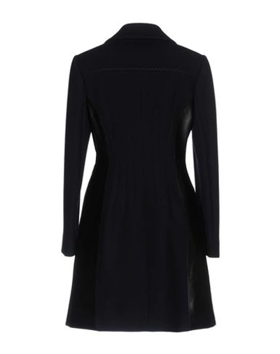 Shop Versace Coat In Dark Blue