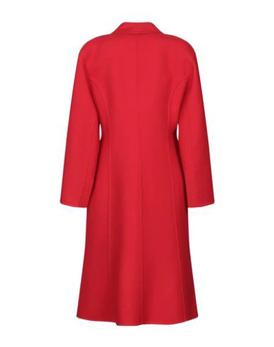 Shop Versace Coat In Red