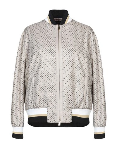 Shop Versace Jackets In Dove Grey