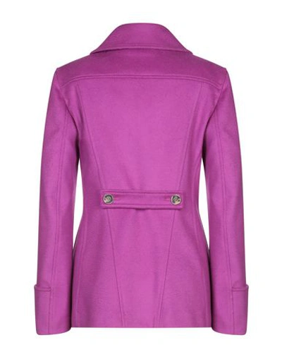 Shop Versace Coat In Light Purple
