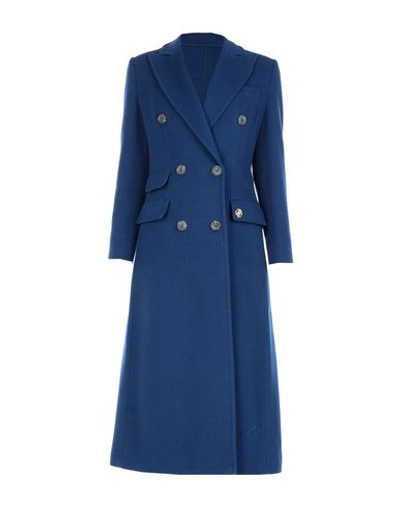 Shop Roberto Cavalli Coat In Blue