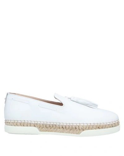 Shop Tod's Woman Loafers White Size 7.5 Soft Leather