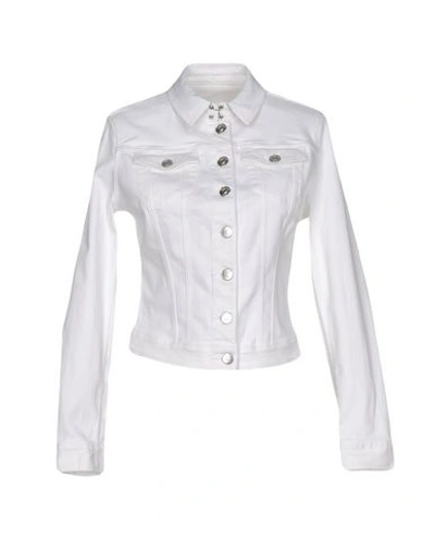 Shop Burberry Denim Jacket In White
