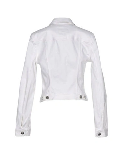 Shop Burberry Denim Jacket In White