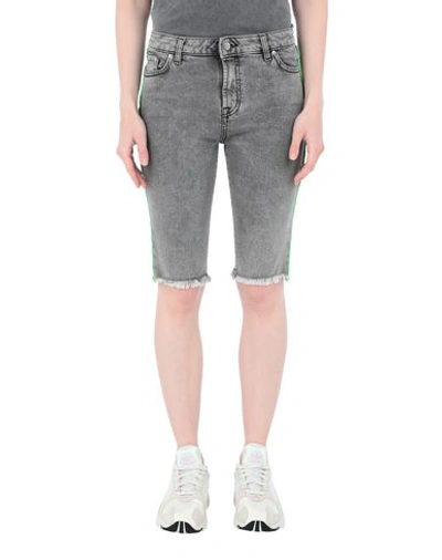 Represent Cotton Blend Denim Riding Shorts In Grey