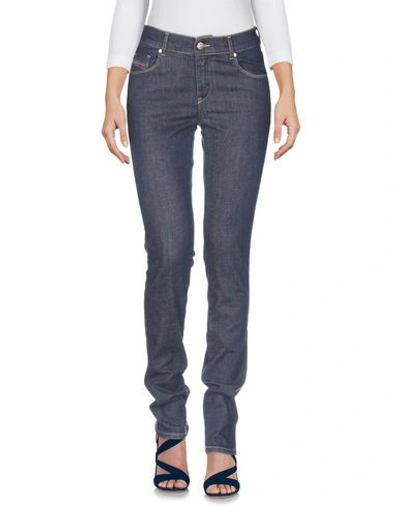Shop Diesel Woman Jeans Blue Size 26w-32l Cotton, Elastomultiester, Elastane, Cow Leather