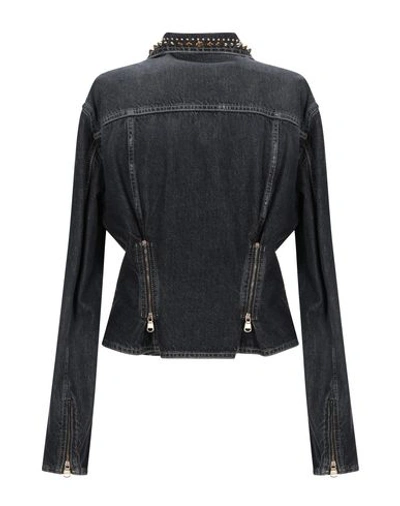 Shop Versace Denim Outerwear In Black