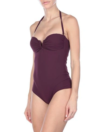 Shop Versace One-piece Swimsuits In Maroon