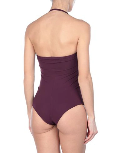Shop Versace One-piece Swimsuits In Maroon