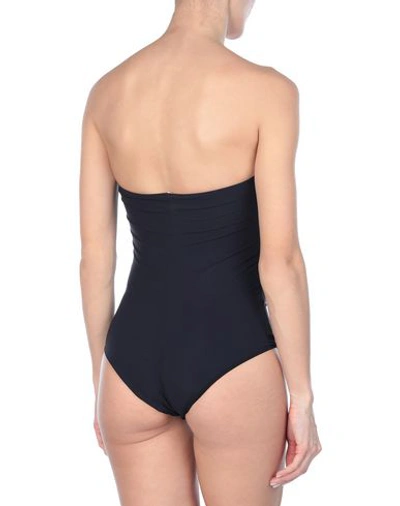 Shop Versace One-piece Swimsuits In Dark Blue
