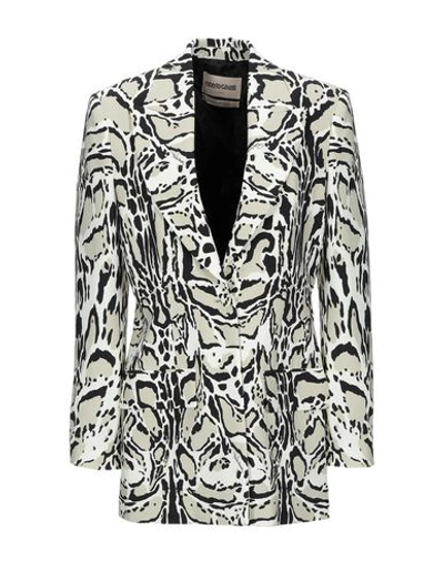 Shop Roberto Cavalli Blazer In Sand