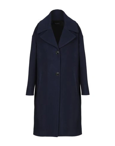 Shop Atos Lombardini Coats In Dark Blue