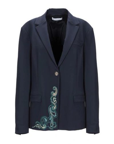 Shop Versace Suit Jackets In Dark Blue