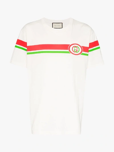 Shop Gucci Gg Band Print Cotton T-shirt In White