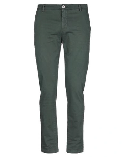 Shop Aglini Man Pants Dark Green Size 30 Cotton, Elastane